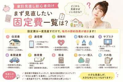 家計見直し初心者向けまず見直したい固定費一覧は？