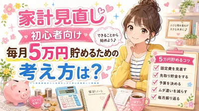 家計見直し初心者が毎月5万円貯めるための考え方は？