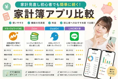 家計見直し初心者でも簡単に続く家計簿アプリ比較