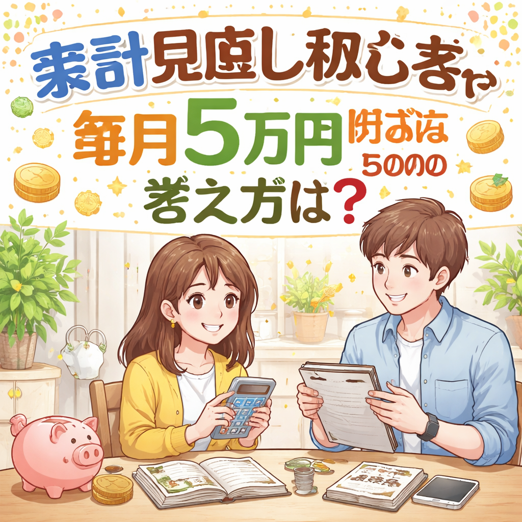 家計見直し初心者が毎月5万円貯めるための考え方は?